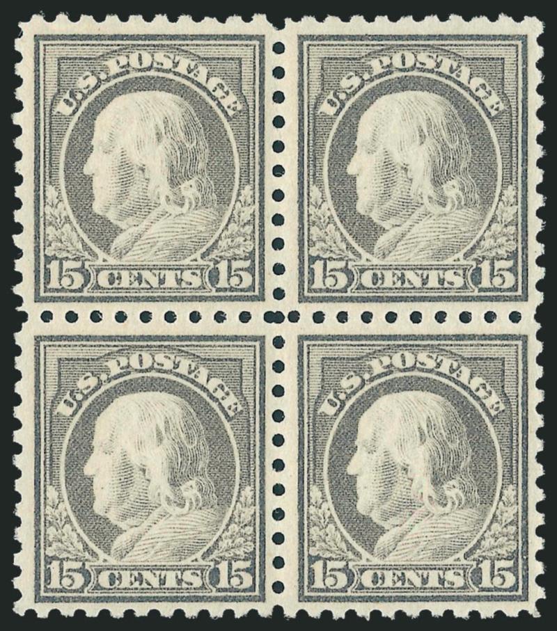 15c Gray (475).> Block of four, lovely pastel color, fresh and Fine-Very Fine