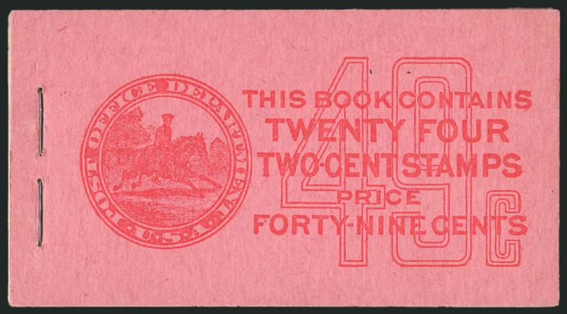 2c Carmine, Complete 49c Booklet (BK70).> Comprising four panes of six of <No. 554c, Positions A and J,> BIA Cover Type III-d.3, exploded with staples replaced, Fine-Very Fine, Scott Retail as most common
position
