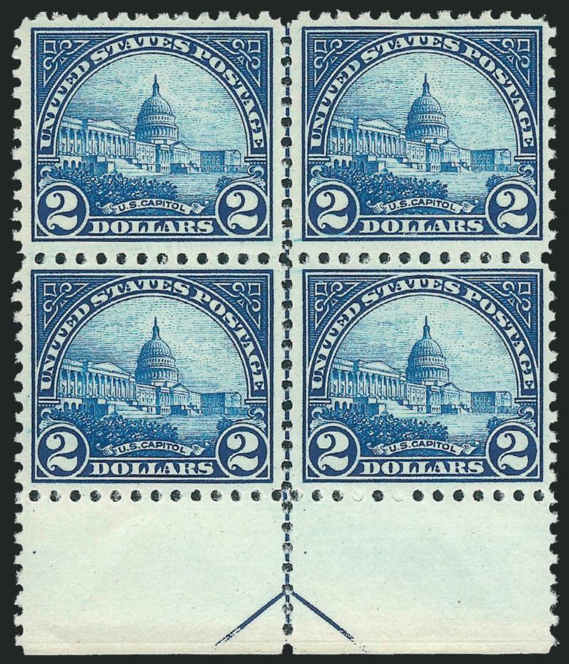 $2.00 Deep Blue (572).> Mint N.H. bottom arrow block, fresh and Very Fine