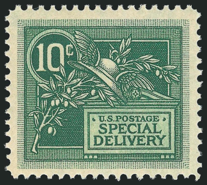 10c Green, Special Delivery (E7).> Mint N.H., Very Fine, with 2005 P.F. certificate for block