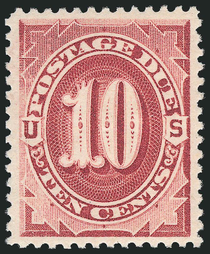 10c Bright Claret (J26).> Mint N.H., choice margins and almost perfect centering, lovely bright color, fresh and Extremely Fine, with 2007 P.S.E. certificate (XF 90 SMQ $800.00)