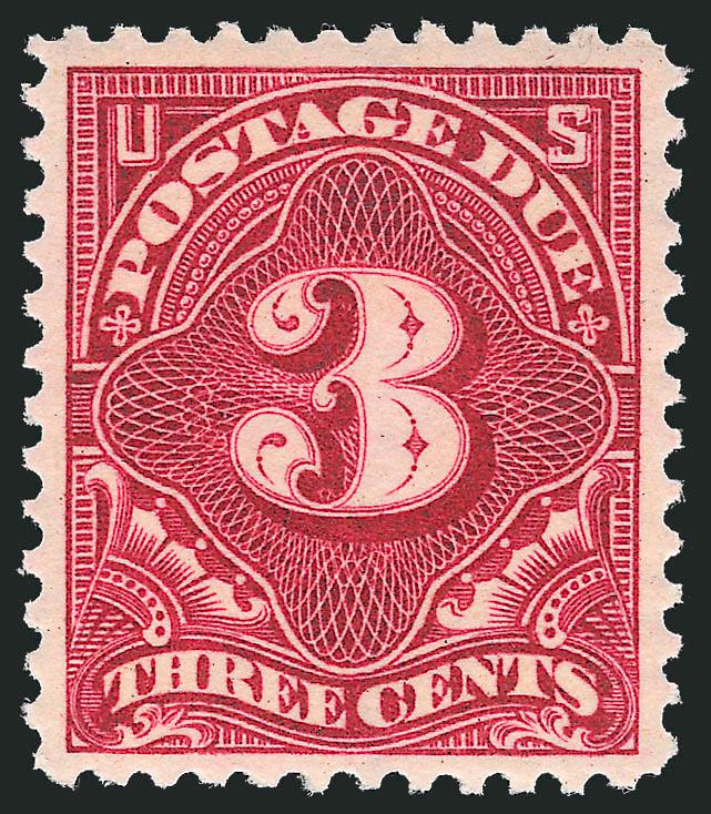 3c Rose Red (J40 var).> Mint N.H., bright vibrant color, essentially precise centering, Extremely Fine example of this sub-shade, with 2004 P.S.E. certificate (XF 90 SMQ $440.00)