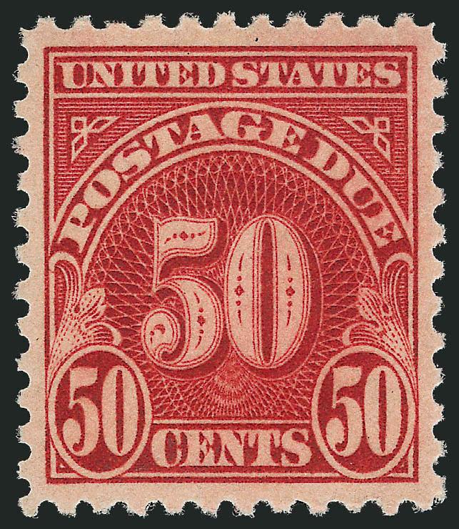 50c Carmine (J76).> Mint N.H., pretty shade, perfectly centered with wide and balanced margins, Extremely Fine Gem, ex Hoffman, with 2005 P.S.E. certificate (XF-Superb 95 SMQ $920.00), this is the highest
grade awarded to date and only six others sh