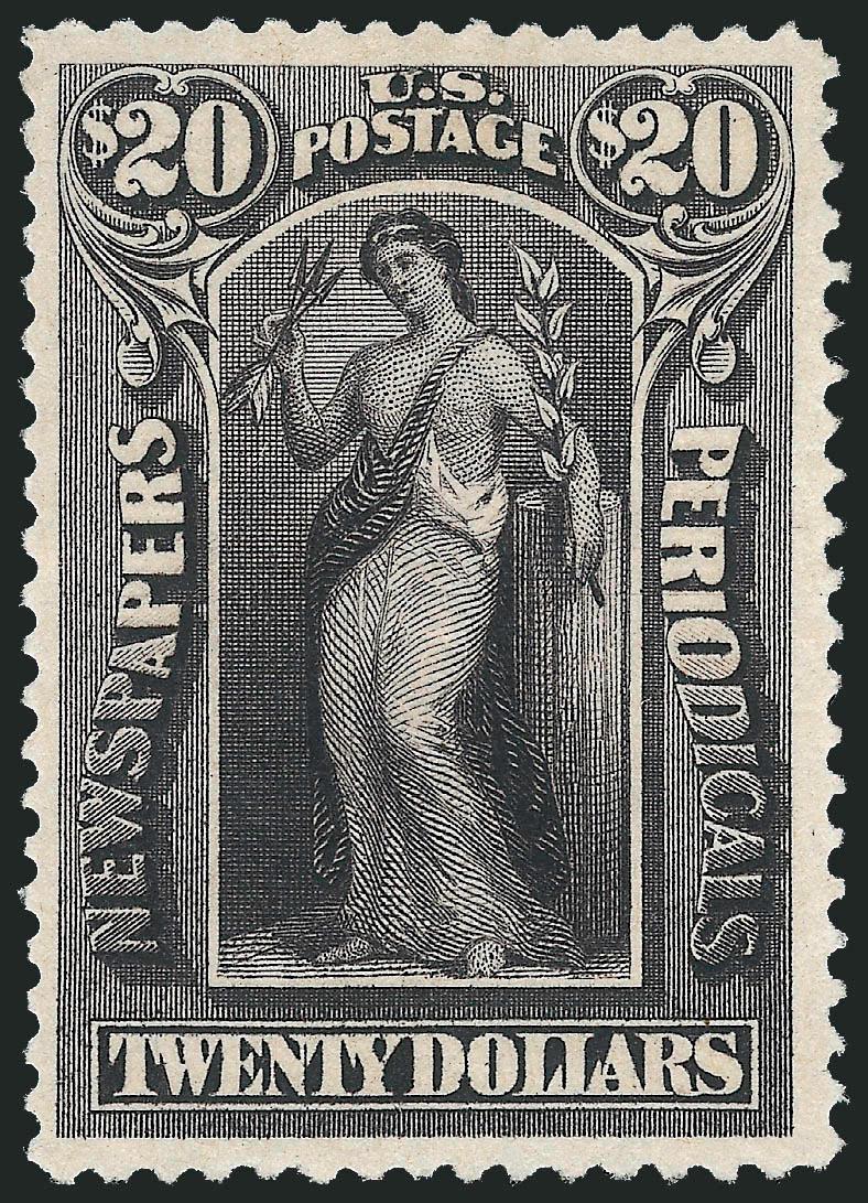 5c-$100.00 1895 Issue (PR104, PR107-PR108, PR110-PR111, PR113).> First two original gum, others unused (no gum or regummed), 50c unusually wide margins and centered, 5c reperfed at top, $2.00 small thin spot
and slight color bleed on back, $10.00 sho
