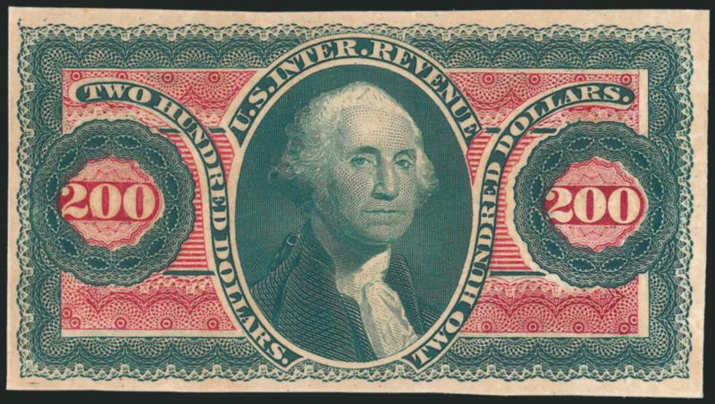$200.00 Dark Green & Dark Red, Plate Proof on India (R102P3).> Card mounted, large margins, light toning, otherwise Very Fine, scarce