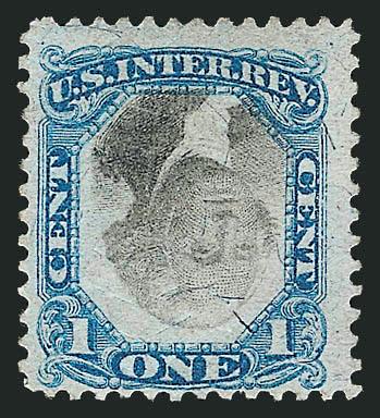 1c Blue & Black, Second Issue, Inverted Center (R103a).> Light herringbone cancel, attractive margins, Fine, ex Ferrary, with 1982 P.F. certificate