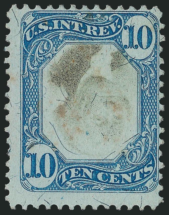 10c Blue & Black, Second Issue, Inverted Center (R109a).> Lightly cancelled, small thin spot and light toning, Fine appearance