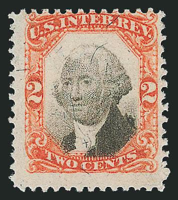 2c Vermilion & Black, Third Issue (R135a).> Unused (no gum), vivid color, Fine, a rare unused example of this stamp, with 1978 S.P.A. certificate, Scott Retail for used