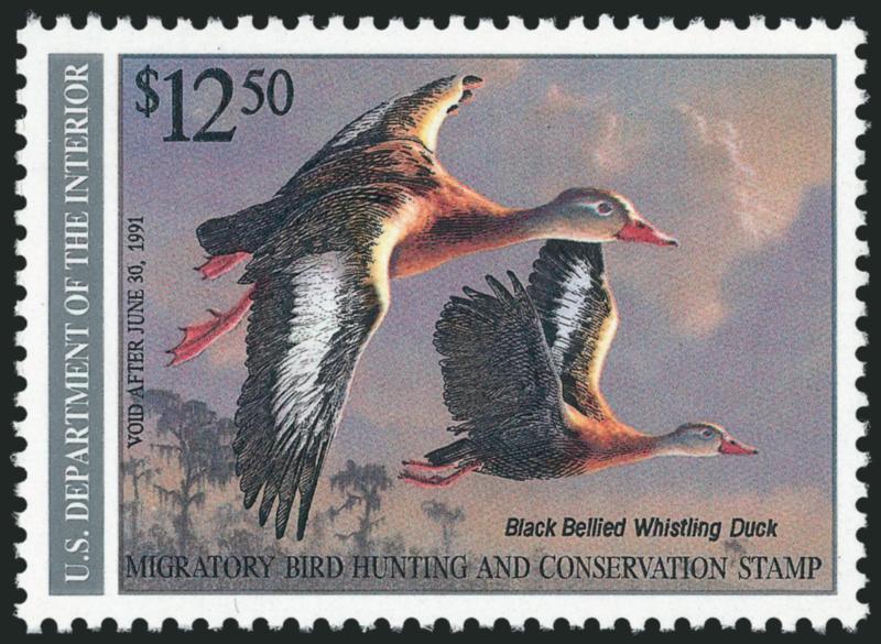 $12.50 1990 Hunting Permit, Black Printing Omitted (RW57a).> Mint N.H., Extremely Fine