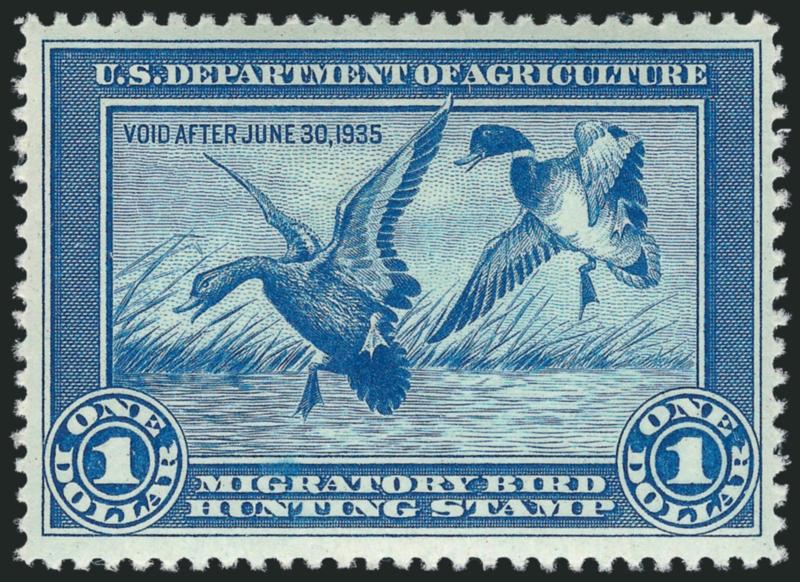 Hunting Permits Collection, 1934-96 (RW1-RW62).> Complete set of singles mounted on pages, virtually all if not all Mint N.H., bright colors and overall nice centering, typical gum skips as normally
encountered, fresh and Very Fine set