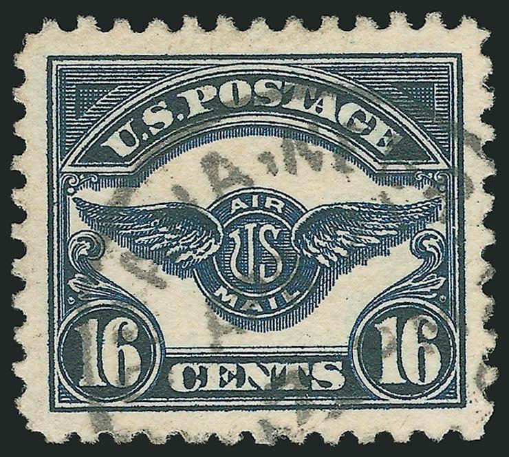 16c Dark Blue, 1923 Air Post (C5).> Perfectly centered with Jumbo margins, deep rich color on bright paper, neat cancel, Extremely Fine Gem, a beautiful stamp, with 2004 P.F. certificate