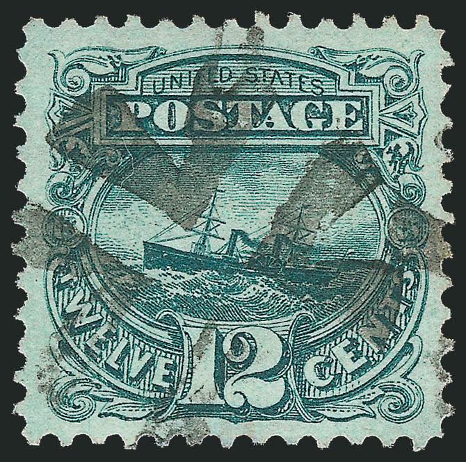 12c Green (117).> Deep rich color and proof-like impression, gorgeous centering with wide and balanced margins, neat strike of crossroads cancel, Extremely Fine Gem, a superb stamp in every respect, with 1998
P.S.E. certificate