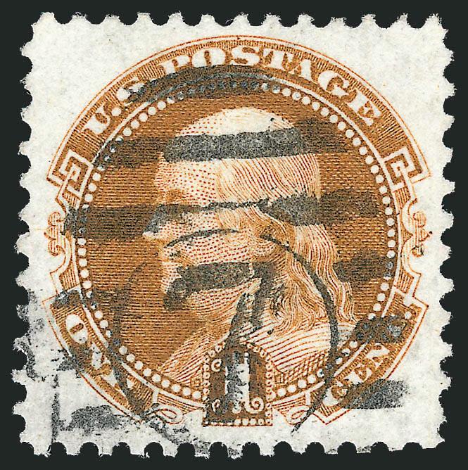 1c Buff, Re-Issue (123).> Brilliant color on post office-fresh paper, gorgeous centering with wide and balanced margins, well-struck duplex cancel, Extremely Fine Gem, a superb stamp in every respect, with 2000
P.F. certificate