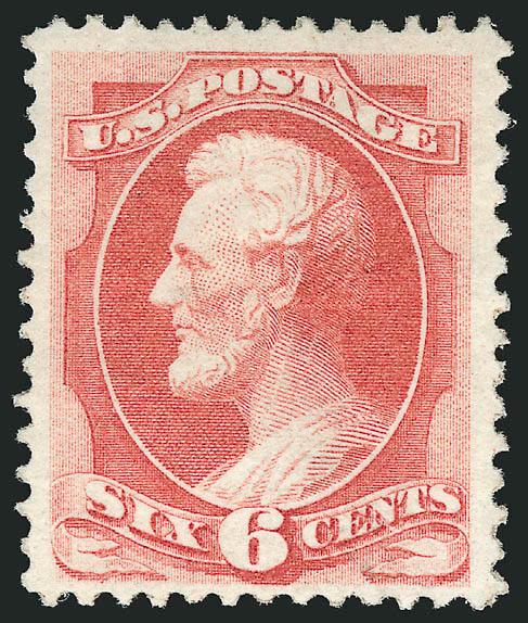 6c Carmine, Grill (137).> H. Grill, original gum, brilliant color and proof-like impression, several noticeable rows of grill points, choice centering with well-proportioned margins<><>^VERY FINE AND CHOICE. A
BRIGHT AND FRESH ORIGINAL-GUM EXAMPLE