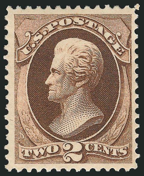 2c Brown (157). Mint N.H.,> deep rich color and proof-like impression, wide margins, Very Fine and choice, with 2000 P.F. certificate, Scott Retail as hinged