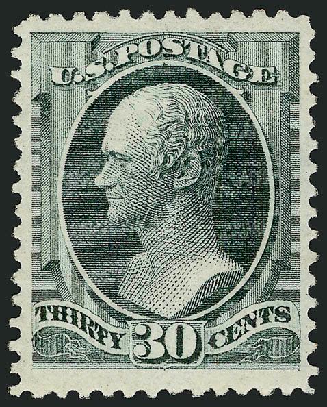 30c Gray Black (165).> Original gum, lightly hinged, attractive charcoal gray shade, fine impression on fresh paper, enormous margins<><>^EXTREMELY FINE GEM. EASILY ONE OF THE FINEST ORIGINAL-GUM EXAMPLES OF THE
30-CENT 1873 CONTINENTAL PRINTING IN