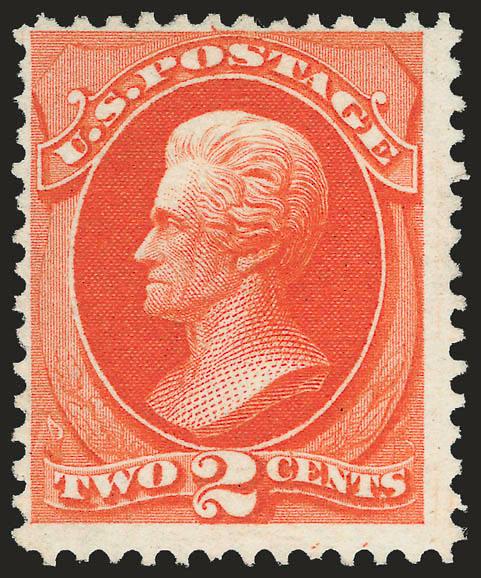 2c Carmine Vermilion, Special Printing (180).> Without gum as issued, intense color and proof-like impression, full and intact perfs all around without any scissors-separation<><>^FRESH AND FINE EXAMPLE OF THE
1875 2-CENT CARMINE VERMILION CONTINEN