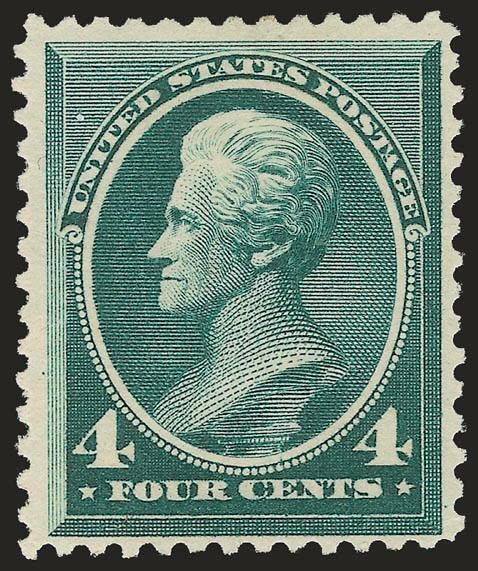 4c Deep Blue Green, Special Printing (211D).> Without gum as issued, rich color and proof-like impression<><>^A VERY FINE EXAMPLE OF THE EXCEEDINGLY RARE 4-CENT 1883 AMERICAN SPECIAL PRINTING. ONE OF THE MOST
ELUSIVE OF ALL BANK NOTE SPECIAL PRINTI