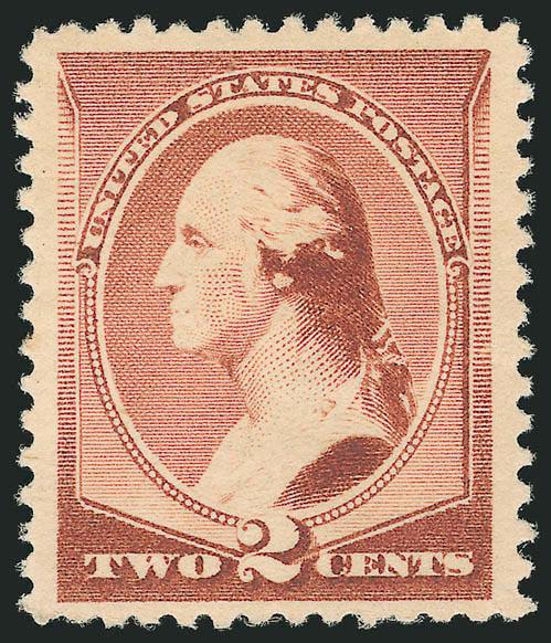 2c Red Brown (210).> Mint N.H., remarkably well-centered with wide margins on bright white paper, Extremely Fine, with 2002 P.S.E. certificate