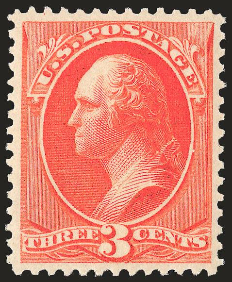 3c Vermilion (214).> Mint N.H., vibrant color as fresh as the day it was printed, wide and balanced margins, Extremely Fine Gem, a beautiful stamp, with 2004 P.F. certificate for pair