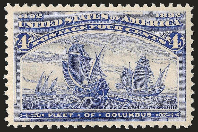 4c Columbian (233).> Mint N.H., deep rich color and proof-like impression, well-proportioned margins, Extremely Fine, a beautiful stamp, with 2003 P.F. certificate