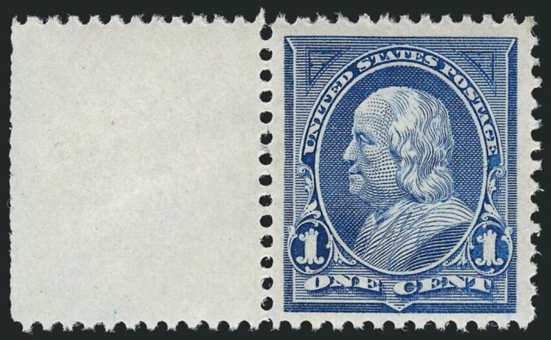 1c Blue (247).> Mint N.H. with <selvage at left,> rich color on bright paper, wide margins, Very Fine and choice, with 2000 P.F. certificate