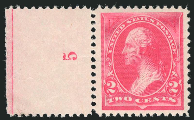 2c Pink, Ty. I (248).> Mint N.H. with <plate no. 5 at left,> vivid color, wide margins, fresh and Extremely Fine, with 1999 P.F. certificate for strip