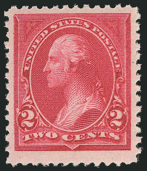 2c Carmine Lake, Ty. I (249).> Mint N.H., deep rich color, wide margins, post-office fresh, Very Fine and choice, with copy of 2002 P.F. certificate for block
