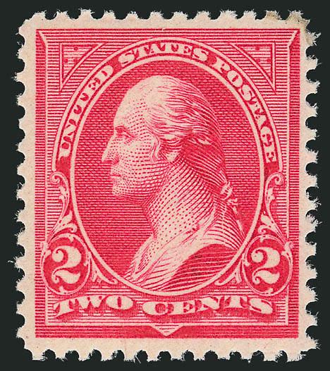 2c Carmine, Ty. III (252).> Original gum, barest trace of hinging, choice centering, brilliant color, minor gum soaks in perfs at top right, Extremely Fine, with 2001 P.F. certificate for block
