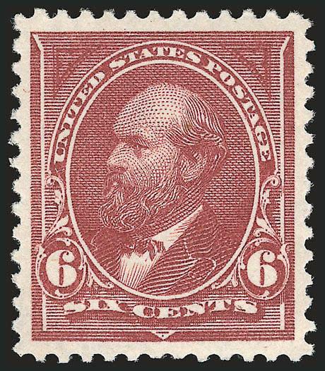 6c Dull Brown (256).> Mint N.H., brilliant color on bright paper, perfectly centered with wide and balanced margins<><>^EXTREMELY FINE GEM. THIS IS CLEARLY ONE OF THE FINEST EXISTING MINT NEVER-HINGED EXAMPLES
OF THE 1894 6-CENT 1894 UNWATERMARKED
