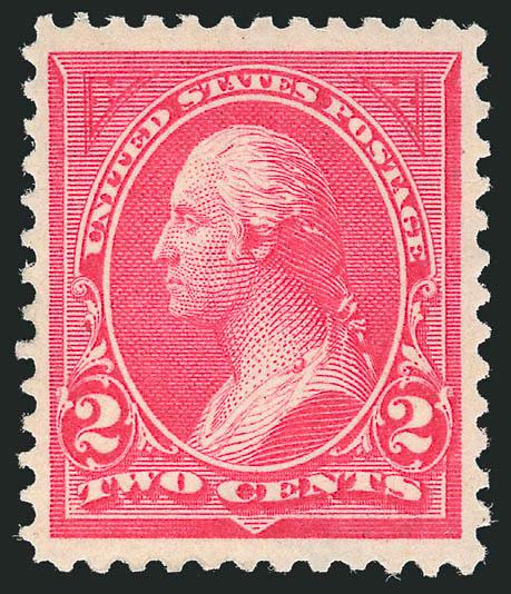 2c Carmine, Ty. I (265).> Mint N.H., vibrant color, wide margins, Very Fine and choice, with 1998 P.F. certificate