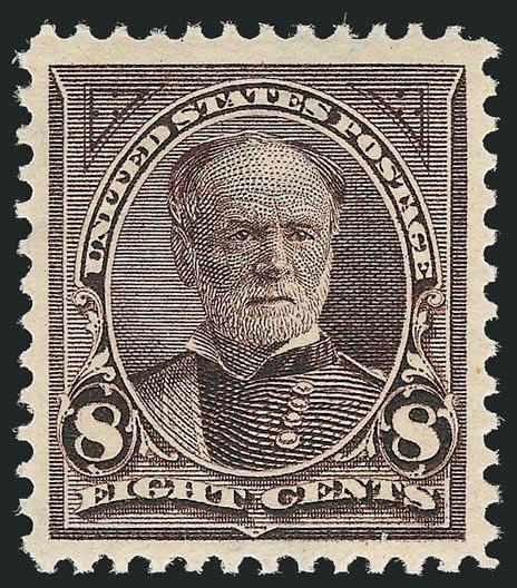 8c Violet Brown (272).> Mint N.H., deep rich color, detailed impression, unusually wide margins, Extremely Fine, a beautiful stamp, with 2002 and 2005 P.S.E. certificates (XF 90 SMQ $770.00)