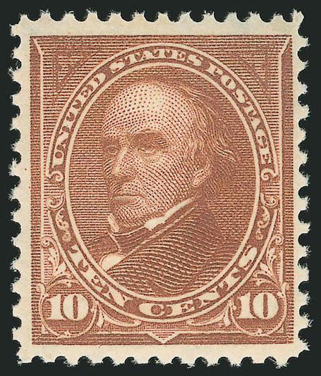 10c Brown, Ty. I (282C).> Mint N.H., rich color and crisp impression on brilliant paper, Very Fine and choice, a very rare and elusive stamp in Mint N.H. condition, with copy of 1990 P.F. certificate for
block