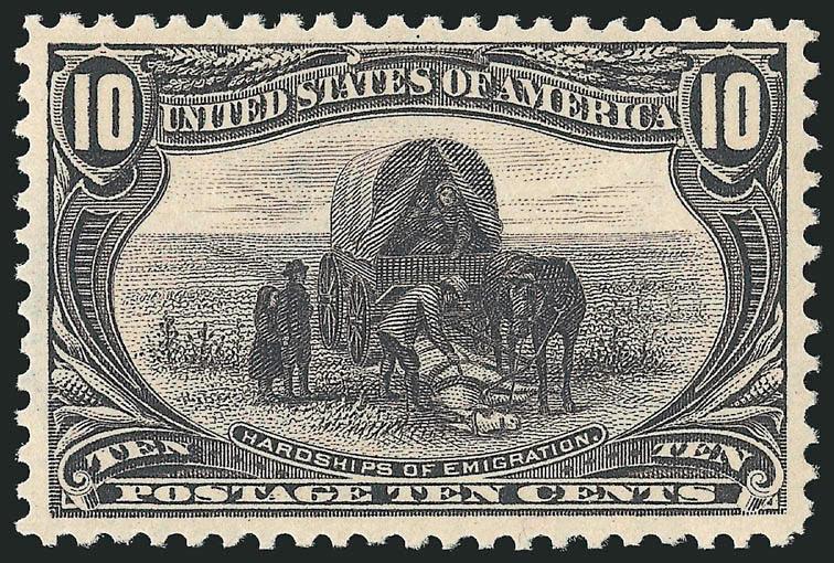 10c Trans-Mississippi (290).> Mint N.H., remarkably detailed impression on post-office fresh paper, long and full perforations all around, Extremely Fine, a gorgeous stamp, with 1999 P.F. certificate