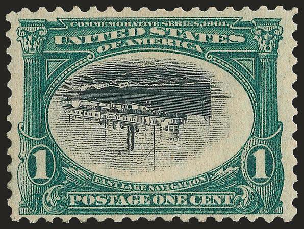 1c Pan-American, Center Inverted (294a).> Original gum, lightly hinged, deep rich colors, choice centering for this difficult issue<><>^VERY FINE ORIGINAL-GUM EXAMPLE OF THE ONE-CENT PAN-AMERICAN ISSUE.^<><>The
1c Pan-American Inverts were found