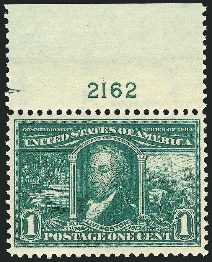 1c Louisiana Purchase (323).> Mint N.H. with <plate no. 2162 at top,> intense shade and impression, well-balanced margins, Extremely Fine, a pretty stamp, with 2003 P.F. certificate