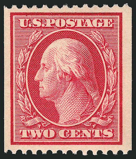 2c Carmine, Coil (349).> Mint N.H., brilliant color, wide margins, Extremely Fine, light pencil notation on gum, with 2002 P.F. certificate