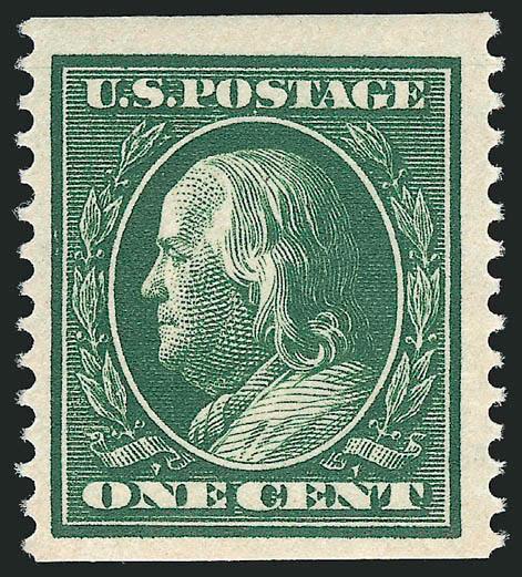 1c Green, Coil (352).> Mint N.H., deep rich color, wide margins, fresh and Very Fine, with 2004 P.F. certificate for strip of three