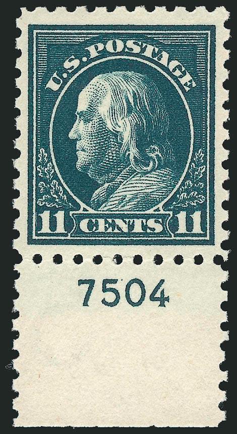 11c Dark Green (434).> Mint N.H. with <plate no. 7504> at bottom, intense shade and impression, wide margins, fresh and Extremely Fine, with 2003 P.S.E. certificate
