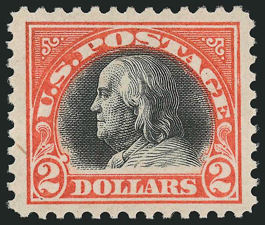 $2.00 Orange Red & Black (523).> Mint N.H., rich colors, wide margins, trivial natural inclusion at bottom left not mentioned on accompanying certificate, Extremely Fine, with 2004 P.F. certificate