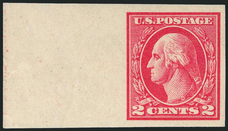 2c Carmine, Ty. V, Imperforate (533).> Mint N.H., huge margins all around incl. <sheet margin at left,> radiant color, Extremely Fine, a beautiful stamp, with 1988 P.F. certificate for pair