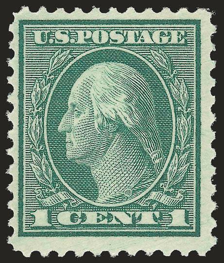 1c Green, Rotary Perf 11 (544). Mint N.H.,> fresh and bright color, choice centering for this notoriously challenging issue<><>^VERY FINE AND CHOICE. ONE OF THE FEW EXTANT MINT NEVER-HINGED EXAMPLES OF THIS
MAJOR 20TH CENTURY RARITY. PROBABLY FEWER
