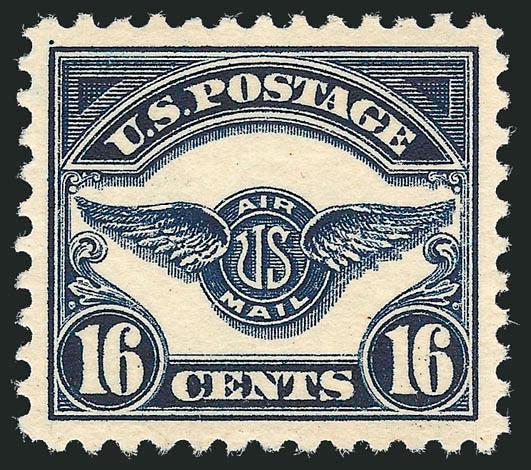 16c Dark Blue, 1923 Air Post (C5).> Mint N.H., intense shade on bright paper, beautiful centering with wide margins, Extremely Fine Gem, with 2005 P.S.E. certificate (XF-Superb 95 SMQ $670.00)