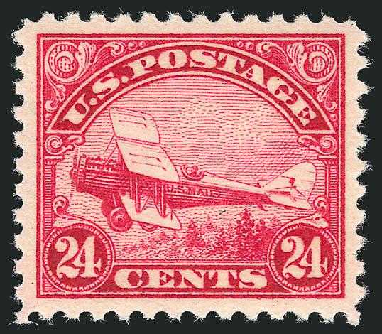 24c Carmine, 1923 Air Post (C6).> Mint N.H., brilliant color, beautiful centering, Extremely Fine Gem, with 2007 P.S.E. certificate (XF-Superb 95 SMQ $700.00)