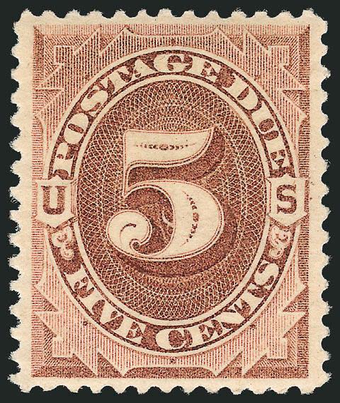 5c Brown (J4).> Original gum, lightly hinged, bright shade, crisp impression, unusually choice centering with well-proportioned margins, Extremely Fine, a beautiful stamp, with 1991 P.F. certificate