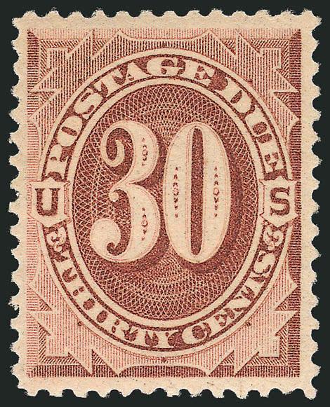30c Brown (J6).> Original gum, lightly hinged, rich color and detailed impression, wide margins, Extremely Fine, with 2003 P.S.E. certificate