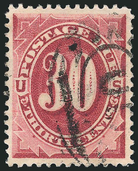 30c Bright Claret (J27).> Deep rich color, wide and balanced margins, well-struck oval registry cancel, Extremely Fine Gem