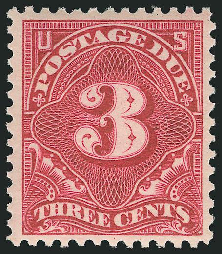 3c Rose Red (J40 var).> Mint N.H., bright color, Very Fine and choice example of this sub-shade, with copy of 2004 and 2005 P.F. certificates, the former for block