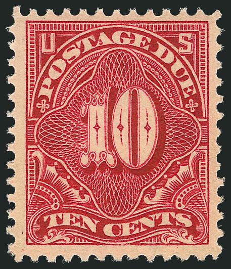 10c Deep Claret (J49).> Mint N.H., brilliant color, three wide margins, fresh and Very Fine, with 1989 P.F. certificate