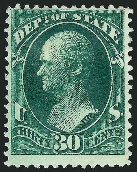 30c State (O66).> Original gum, h.r., intense shade and impression, Fine
